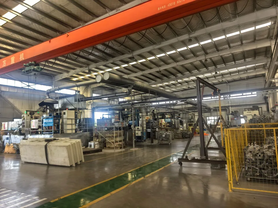 Casting production equipment, extraction ducts and an overhead crane