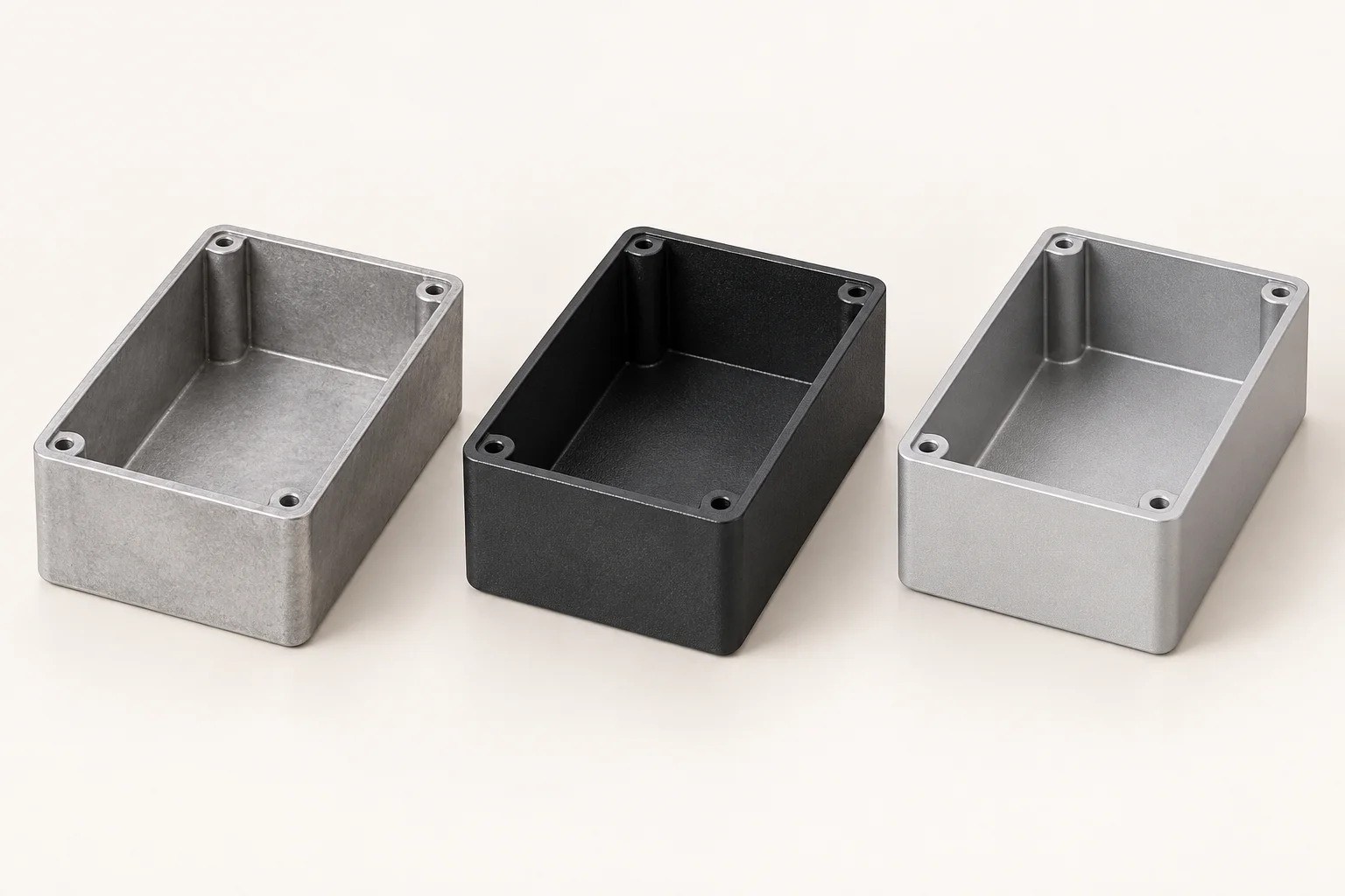 Aluminum enclosure concepts with contrasting exterior finishes